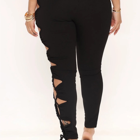 Fashion Nova Black Crisscross Lace-Up Leggings - Picture 2 of 5
